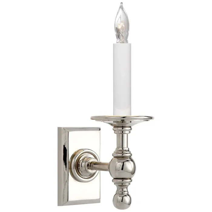 Single Library Classic Sconce in Polished Nickel