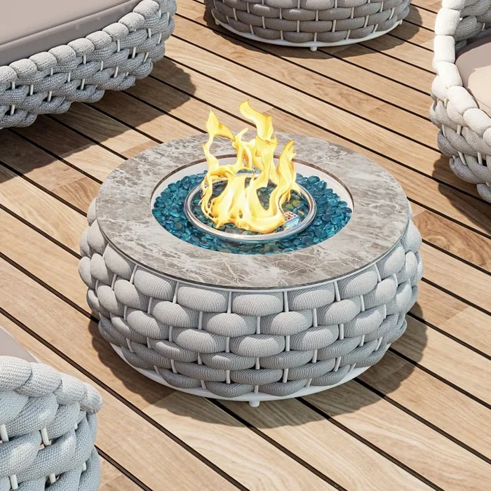 Smokeless Propane Outdoor Fire Pit Table Round Patio Furniture Firepit in Aluminum Alloy (3500mm High)