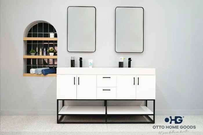 Solana White 60 ” Double Bowls Bathroom Cabinet