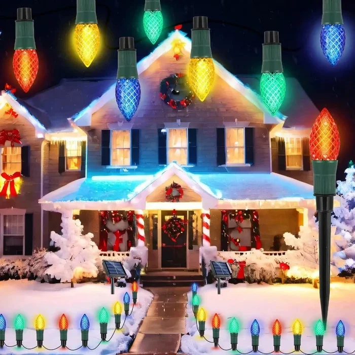 Solar Powered Light with 20pcs Set for Outdoor Decor & Strawberry Design