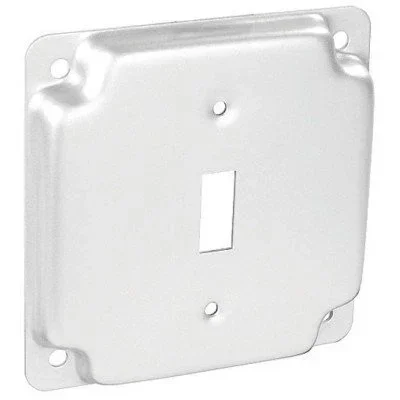 Southwire Garvin 4 Inch Square 1/2 Inch Raised Stainless Steel Toggle Switch Industrial Surface Cover (G1935-SS)
