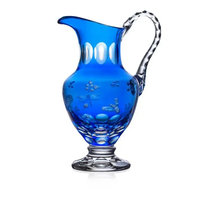 Springtime Sky Blue Footed Water Pitcher – 1.0 Liter by Varga Crystal
