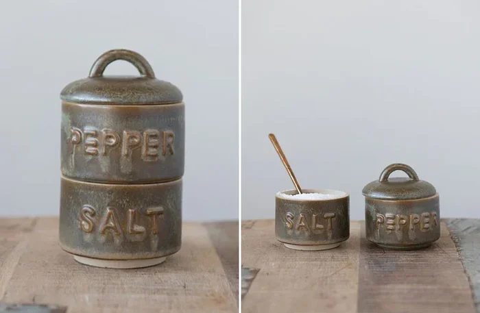 Stackable Salt & Pepper Pots with Lid – Decor Steals