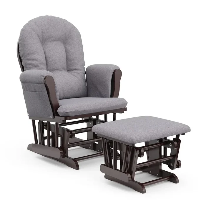 Storkcraft Hoop Glider and Ottoman – Espresso with Gray Swirl