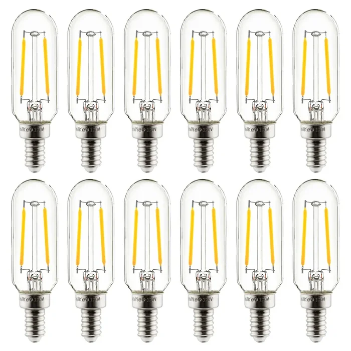 Sunlite T8/LED/FS/2W/E12/D/CL/27K/85MM/12PK 2W LED Decorative Bulb 2700K 130Lm E12 Candelabra Base 12-Pack (41344-SU)