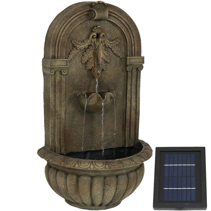 Sunnydaze Florence Polystone Outdoor Solar Wall Fountain