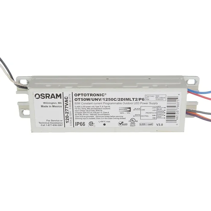 Sylvania OT50/UNV/1250C/2DIMLT2/P6 50W LED Driver Constant Current 120-277V 600-1250mA (79371)