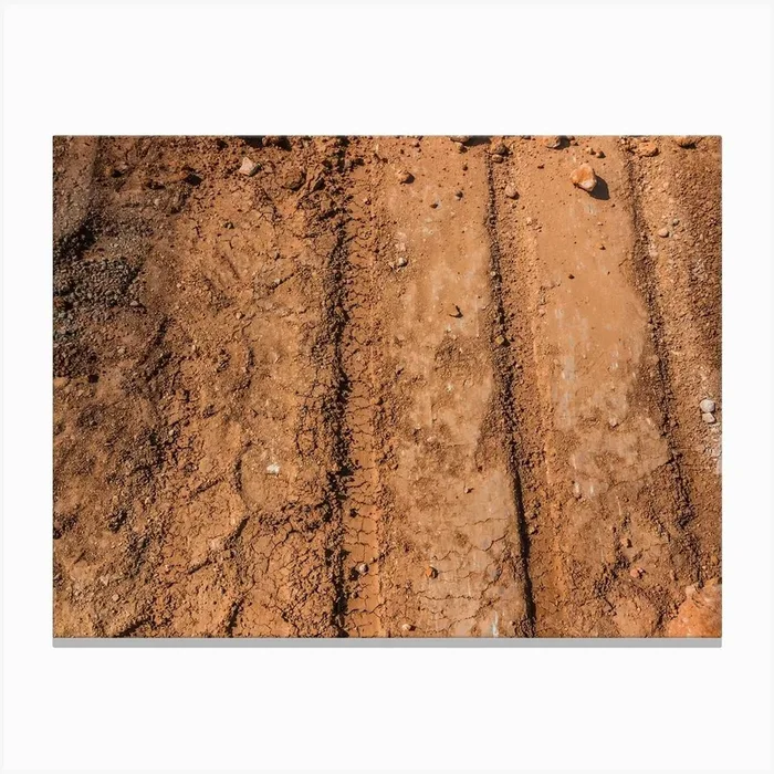 Texture Of Brown Dirt With Tractor Tyre Tracks Canvas Print by Picxel Perfection by Maor Winetrob