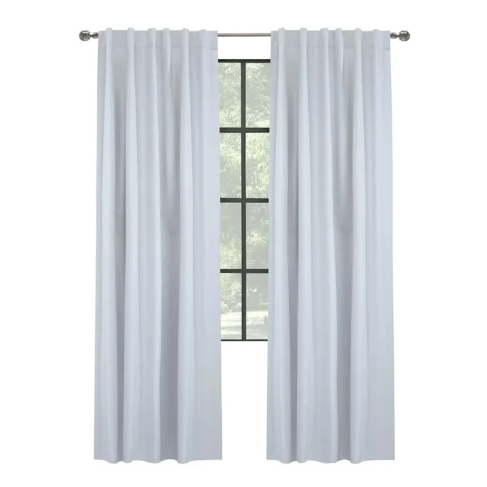 Thermaplus Baxter Total Blackout Back Tab Curtain – 52×95″, White
