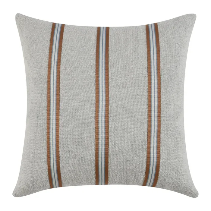 Throw Pillow, Woven Tape Pattern, 24 Inch Green Cotton Linen Blend – Benzara