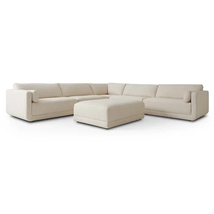 Toland 5 Piece Sectional w/Ottoman, Palma Cream by Four Hands