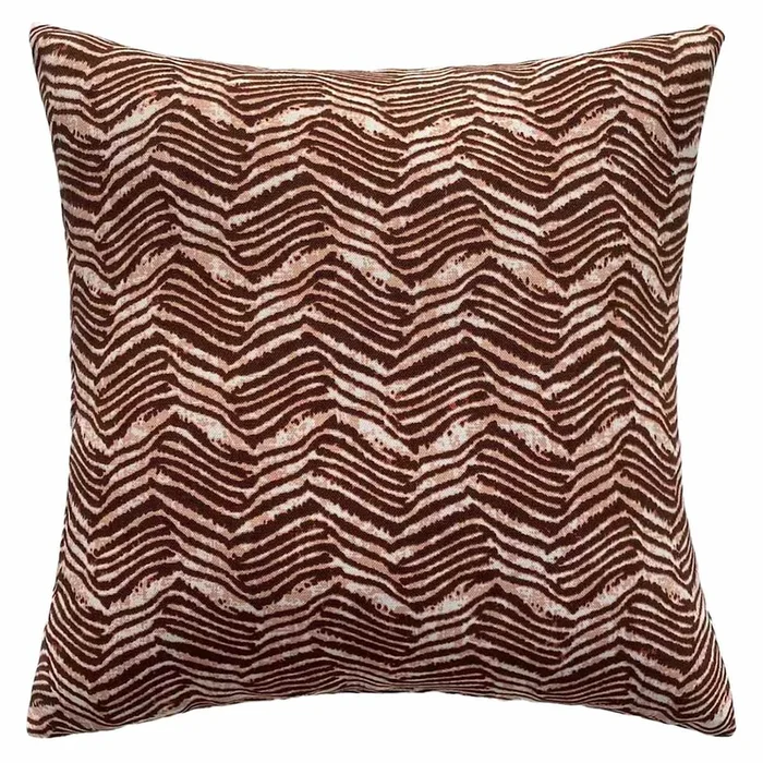 Tracey Boyd Brown Zig Zag Square Outdoor Throw Pillow, 16″