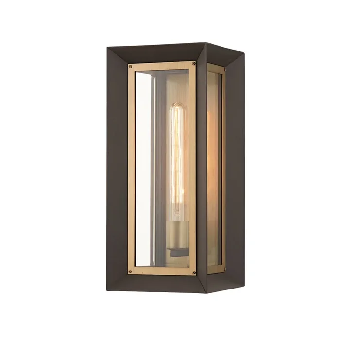 Troy Lighting – B4052-TBZ/PBR – One Light Outdoor Wall Sconce – Lowry – Textured Bronze/Patina Brass – B4052TBZPBR