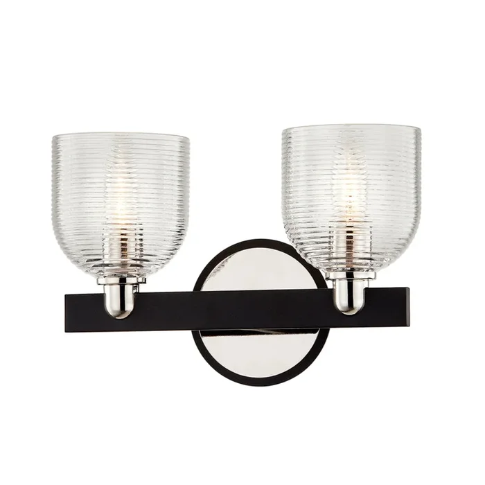 Troy Lighting – B7712-TBK/PN – Two Light Bath and Vanity – Munich – Textured Black & Polish Nickel – B7712TBKPN