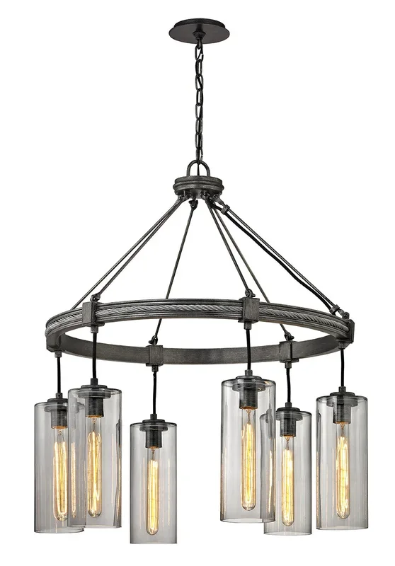 Troy Lighting – F5916 – Six Light Pendant – Union Square – Graphite – F5916