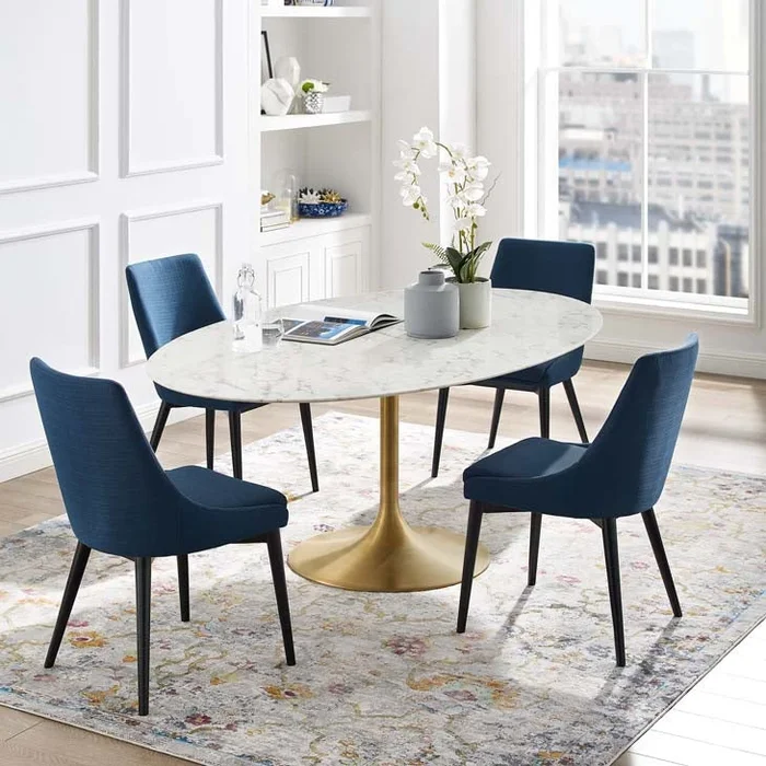 Tulip Style Gold 78 ” Oval Dining Table