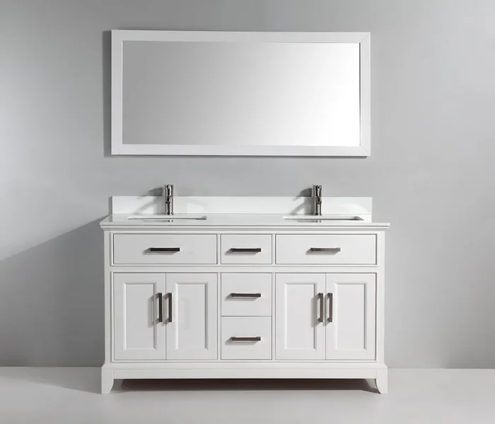 Vanity Art 60 in. Double Sink Vanity & Mirror – White, VA1060DW