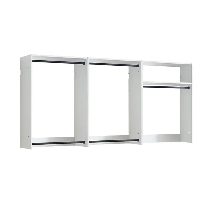 Vedz Wall Mount Closet Set, 1 Shelf, 5 Hanging Rods, White Melamine