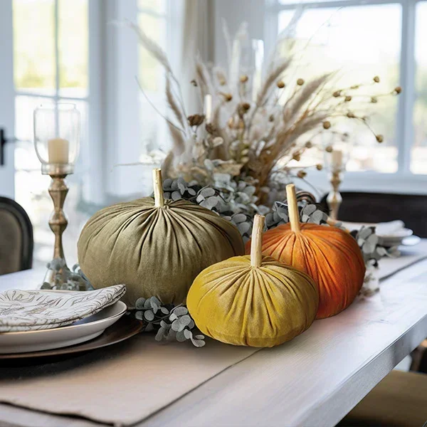 Velvet Pumpkins, Set of 3 | Autumn Glow – Decor Steals