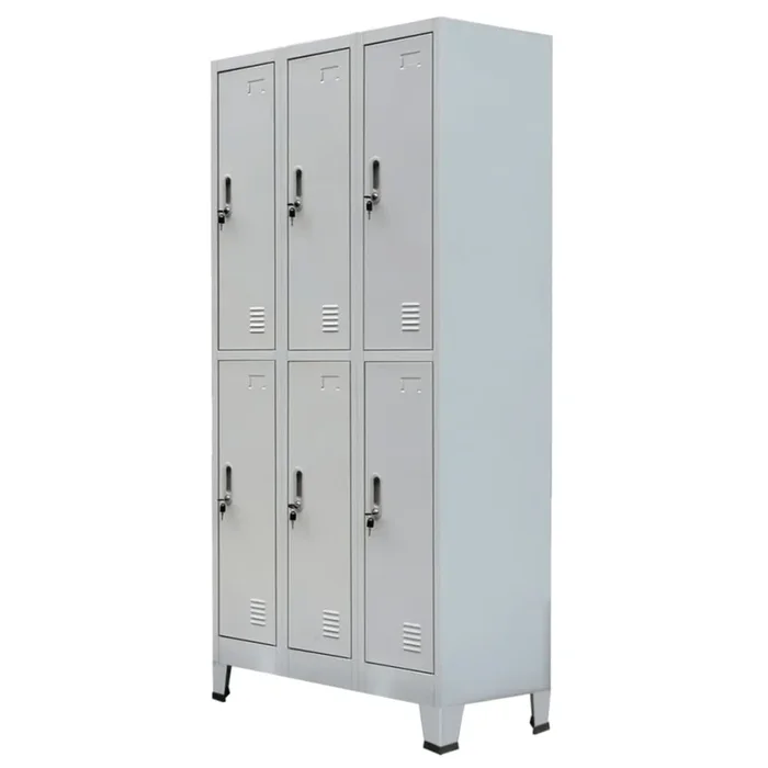 vidaXL Locker Cabinet with 6 Compartments Steel 35.4″x17.7″x70.9″ Gray