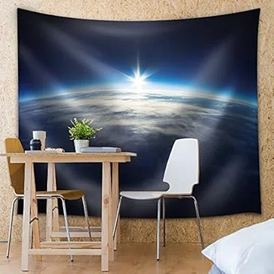 View of Earth and a Horizon – Fabric Tapestry, Home Decor – 51×60 inches