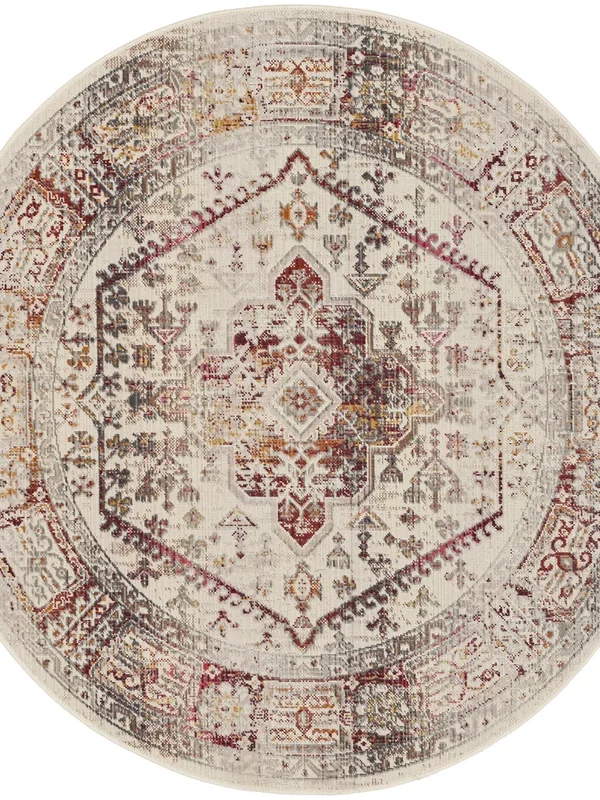 Vintage Kashan VKA08 Ivory/Red 4′ x Round Rug