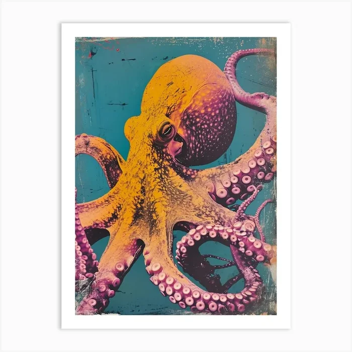 Vintage Photo Style Octopus 4 Art Print by Bubblegum Kitsch
