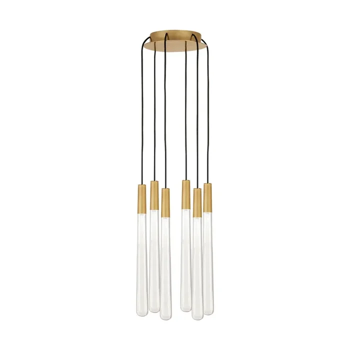 Visual Comfort Modern – 700TRSPPYLC6RNB-LED930 – LED Chandelier – Pylon – Natural Brass – 700TRSPPYLC6RNBLED930