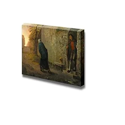 Waiting by Jean-Francois Millet – Canvas Print Wall Art Famous Painting Reproduction – 24