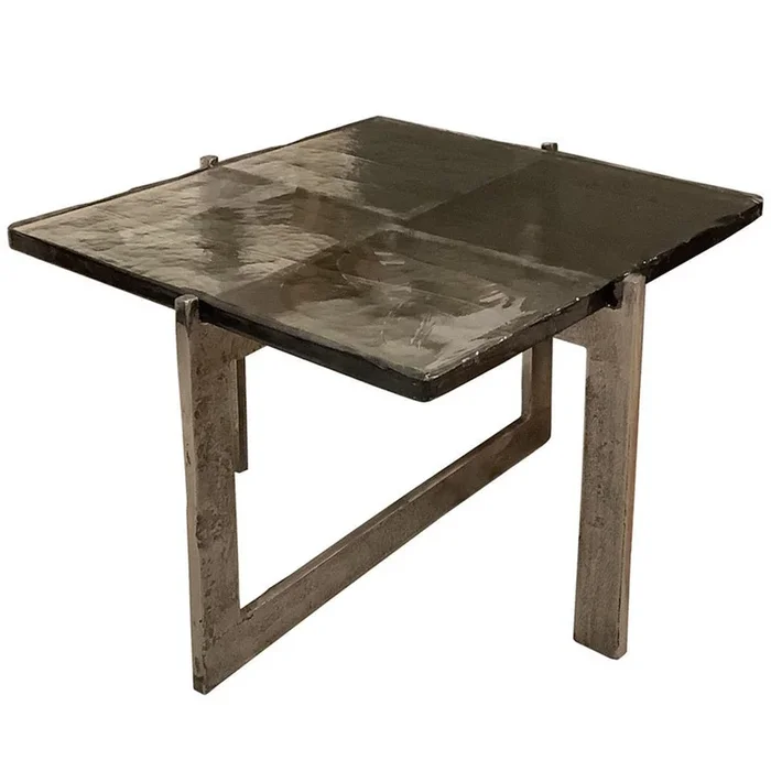 Walker Square Accent Table, Nickel Antique