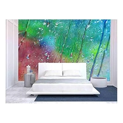 Water Drop on Glass – Removable Wall Mural | Self-Adhesive Large Wallpaper – 100×144 inches