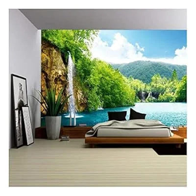 Waterfall in Deep Forest of Croatia – Removable Wall Mural | Self-Adhesive Large Wallpaper – 66×96 inches