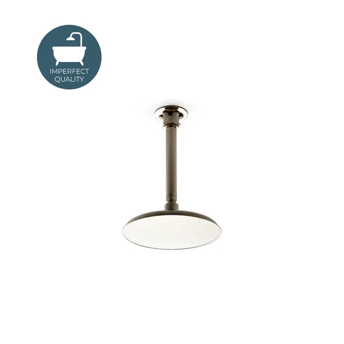 Waterworks Henry 8 ” Ceiling Mounted Shower Rose, Arm and Flange in Nickel