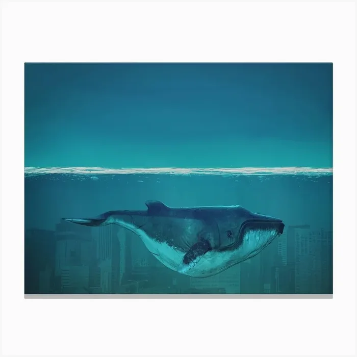 Whale In The Underworld Canvas Print by Fy! Classic Art Prints and Posters