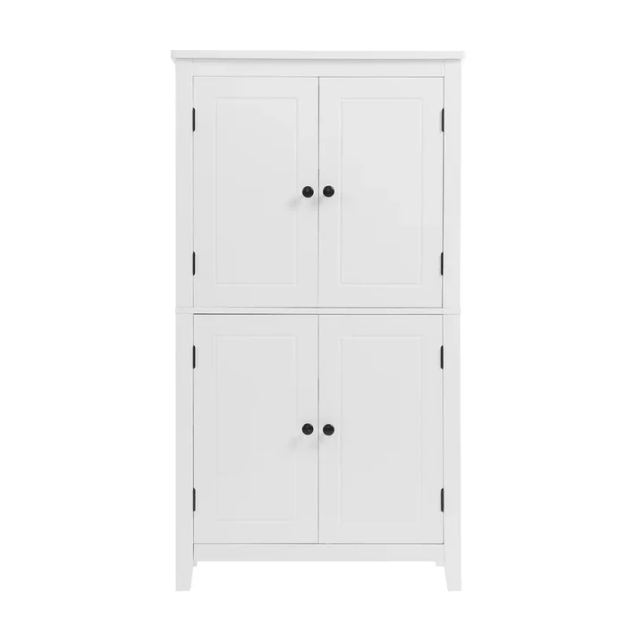 Whisen Elegant Bathroom Floor Storage Cabinet, Freestanding Cabinet with 4 Doors and Adjustable Shelf
