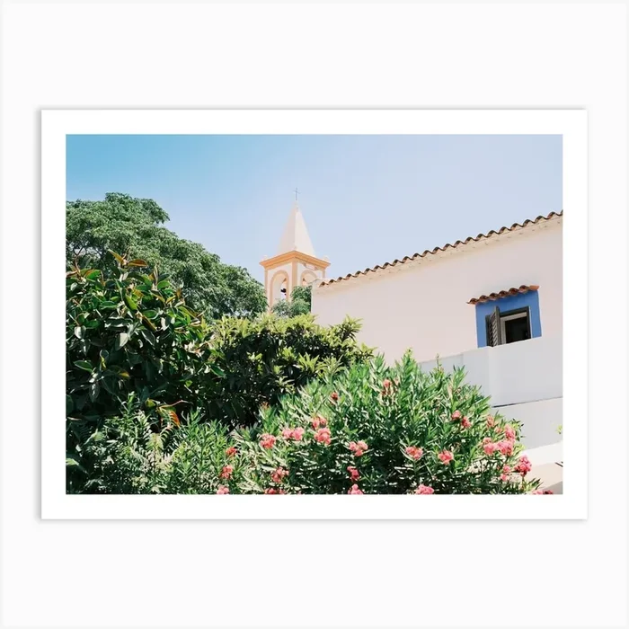 White Church 0f Ibiza village San Joan // Ibiza Travel Photography Art Print by Diana Van Neck Travel photography