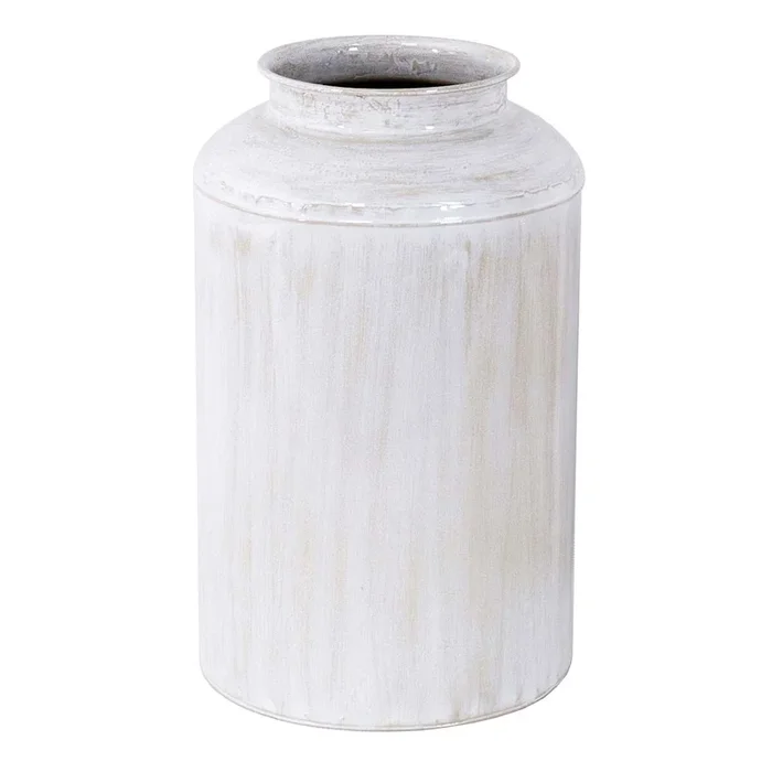 White Metal Vase, 14″