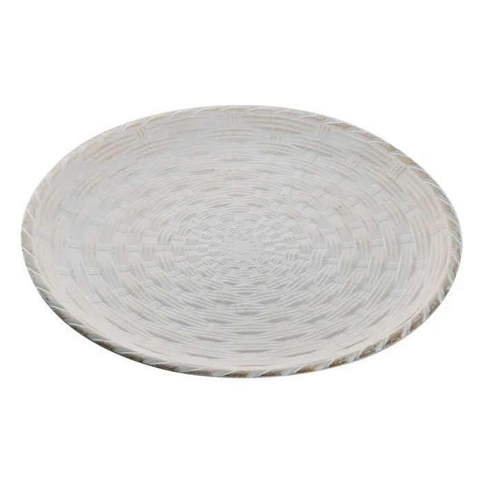 White Woven Decorative Platter, 16″