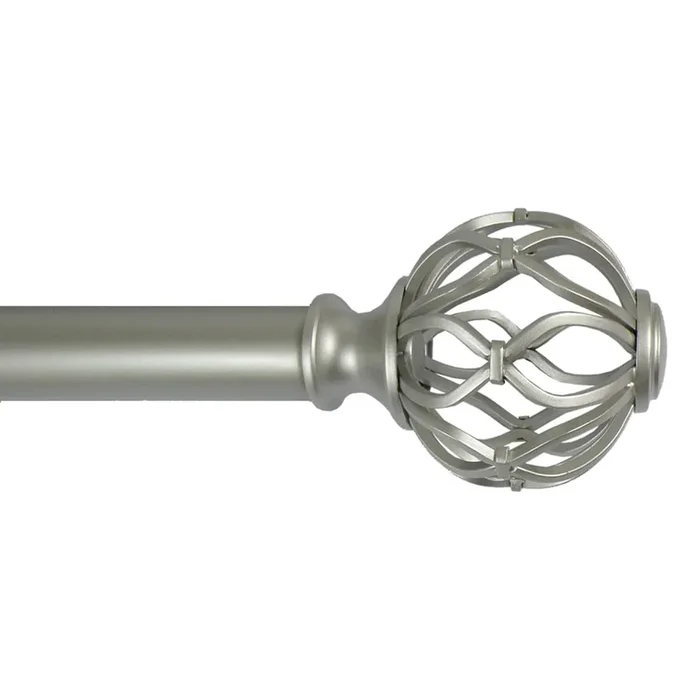 Winslow 1″ Nickel Cage Curtain Rod, 72-120″