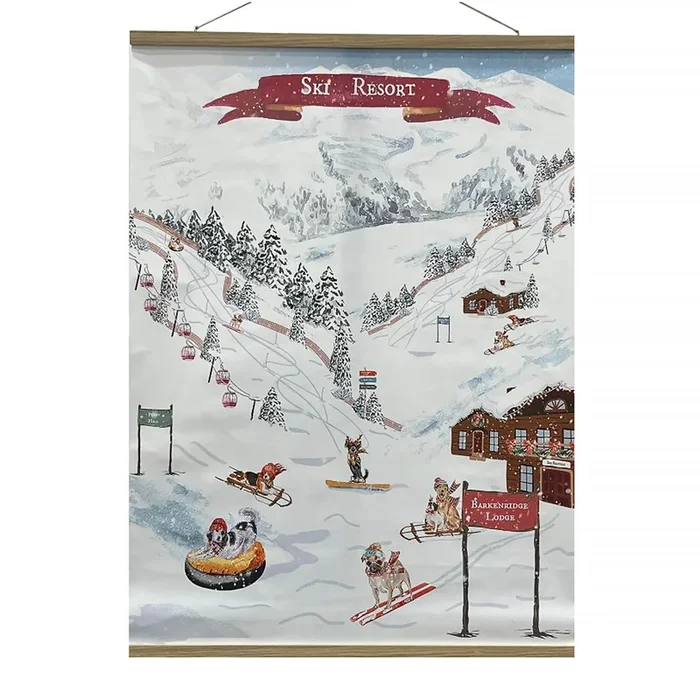 Winter Dogs Ski Resort Banner for Holiday Wall, Entryway, or Kids’ Room Decor