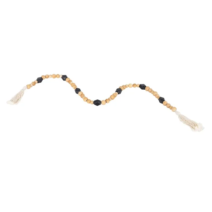 Wood Beaded Decor with Tassels, 37″
