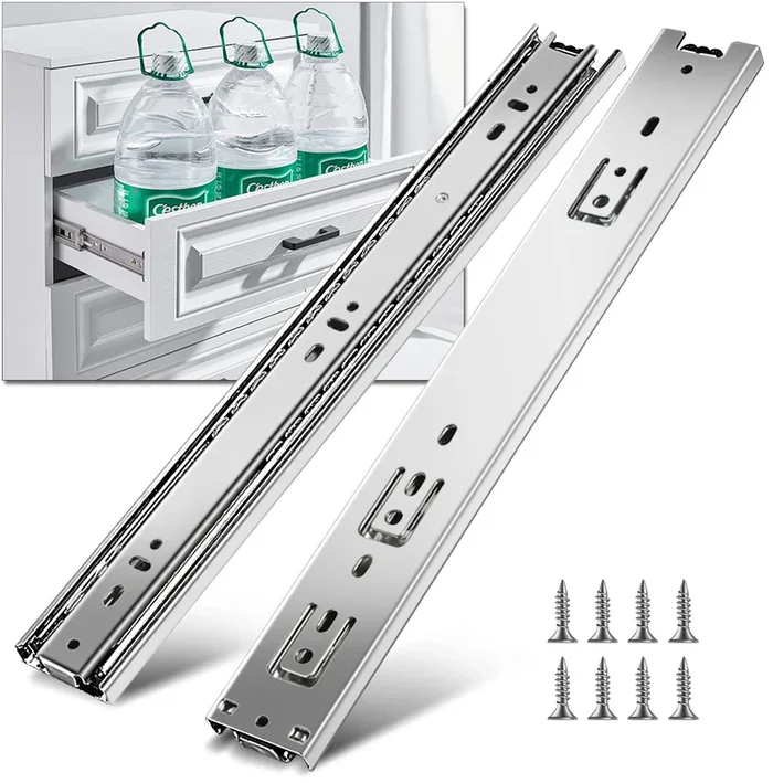 YENUO Full Extension Drawer Slides Side Mount 10 12 14 16 18 20 22 24 inch Ball Bearing Metal Rails Track guide glides Runners H