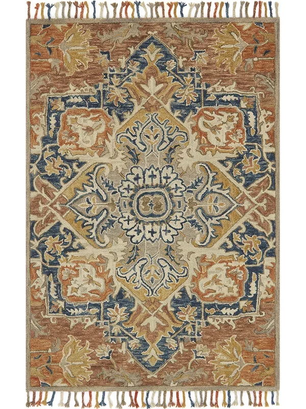 Zharah ZR10 Rust/Blue 2’6″ x 7’6″ Rug