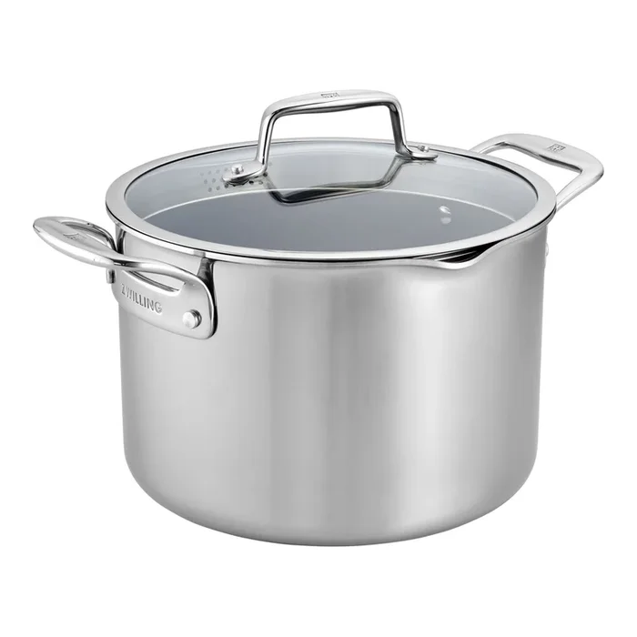 ZWILLING 8 Qt. Stainless Steel Ceramic Non-Stick Stock Pot, Clad CFX Series